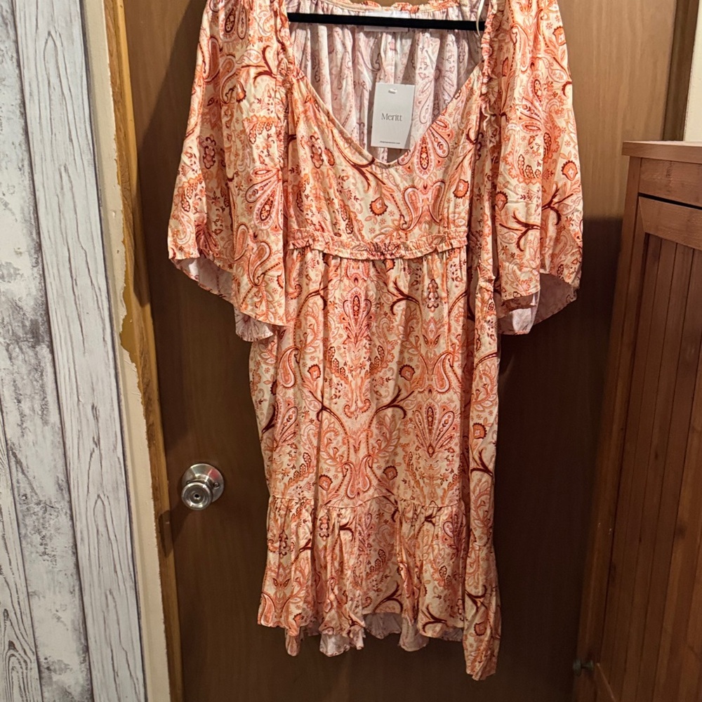 Morr Women's Orange Paisley Midi Dress